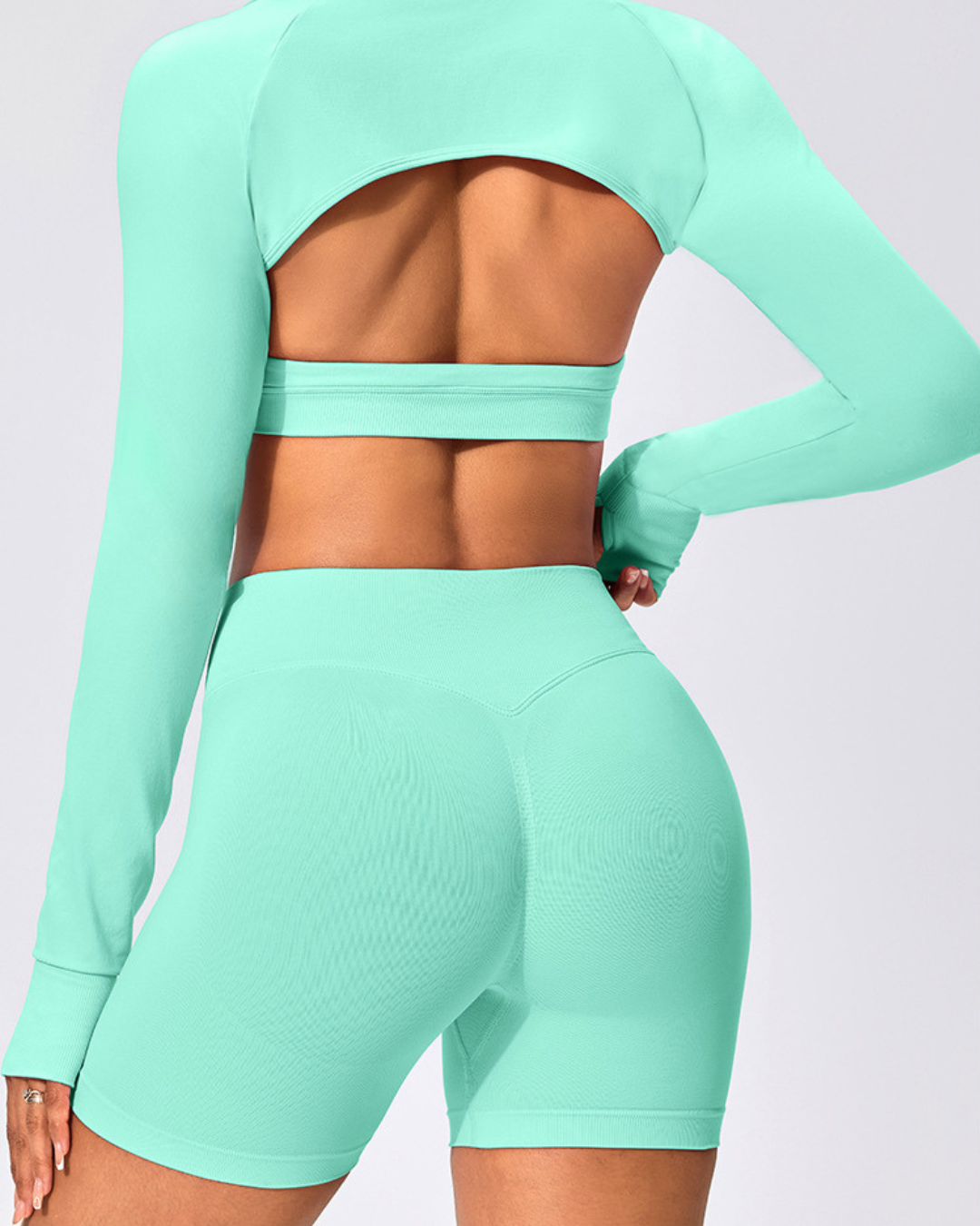 Contour Collective Trifecta seamless women’s shapewear set – long sleeve crop top and high-waisted biker shorts