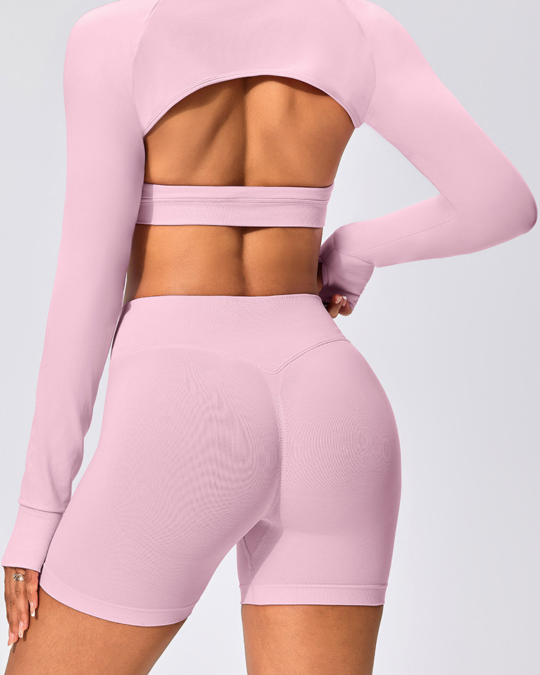 Contour Collective Trifecta seamless women’s shapewear set – long sleeve crop top and high-waisted biker shorts